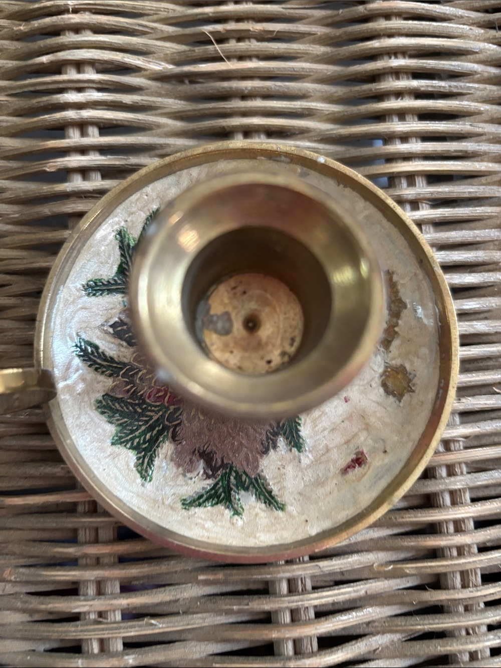 Vintage Brass Cloisonné Enamel Chamberstick (Candle Holder) - Picture 6 of 7